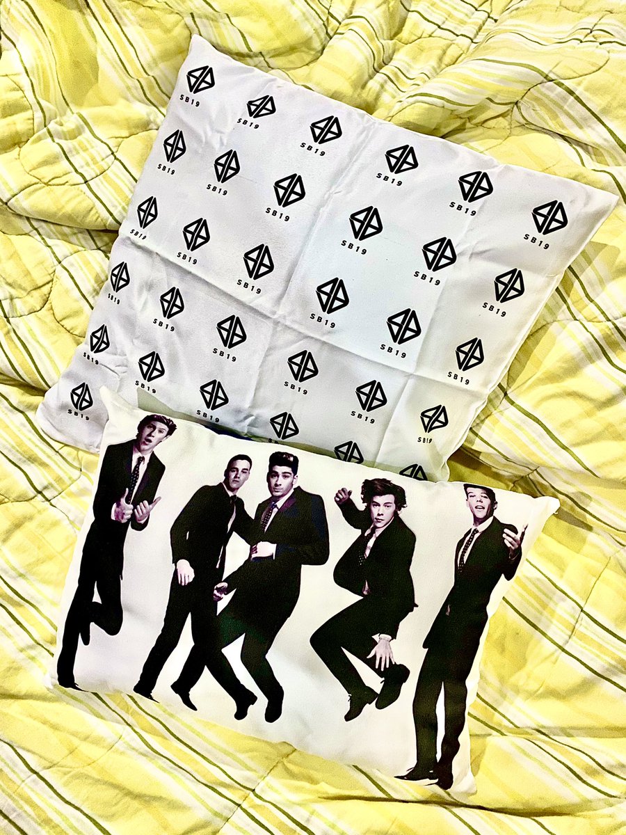 Isa sa mga unang pina-customize ko  (kasi hindi pa ako nagkakaroon ng merch )Ngayon, sobrang dami ng customized pillows ko! Dagdag ko lang ‘to: (don’t mind the 1D pillow hehe boy directioner din ako e lol)  https://twitter.com/OT5kuySB19/status/1328778308872376320