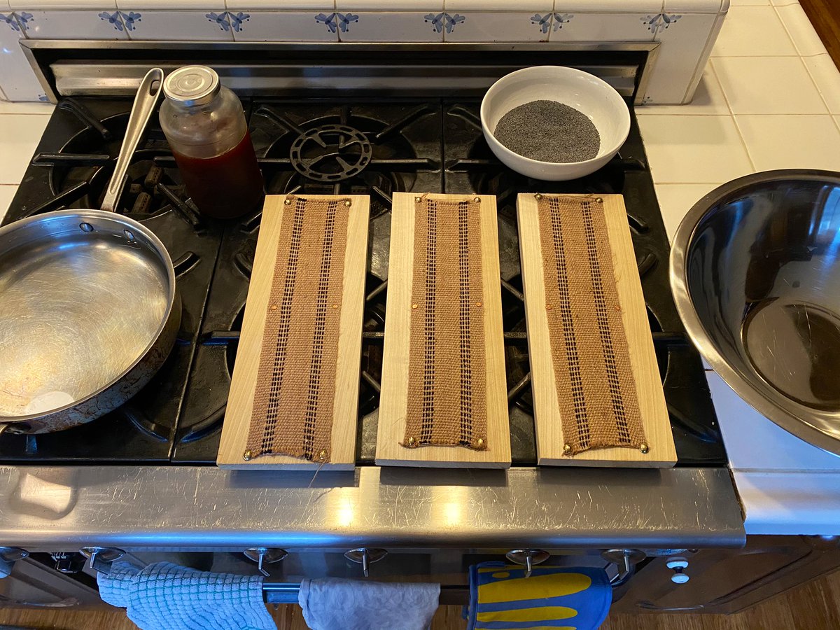 Its time to set up for the final stretch. PREHEAT YOUR OVEN TO 475F. Get the boards, the malt syrup, a flat pan suitable for bagel boiling, a bowl for ice water, and if you want a bowl with some poppy or sesame seeds. Keep the toppings simple for now kids. First time out and all.