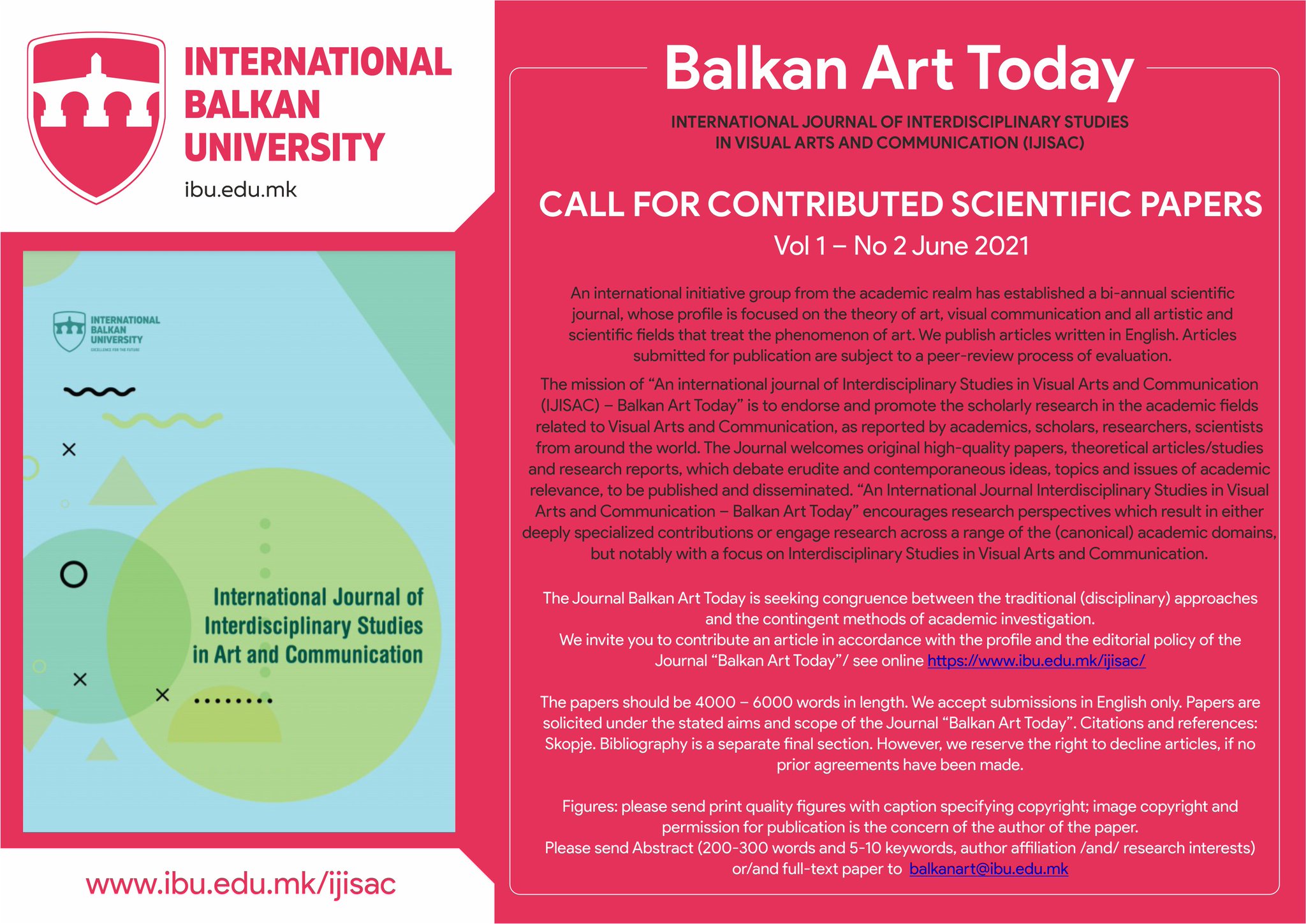 International Balkan University (IBU) on X: “📚 CALL FOR