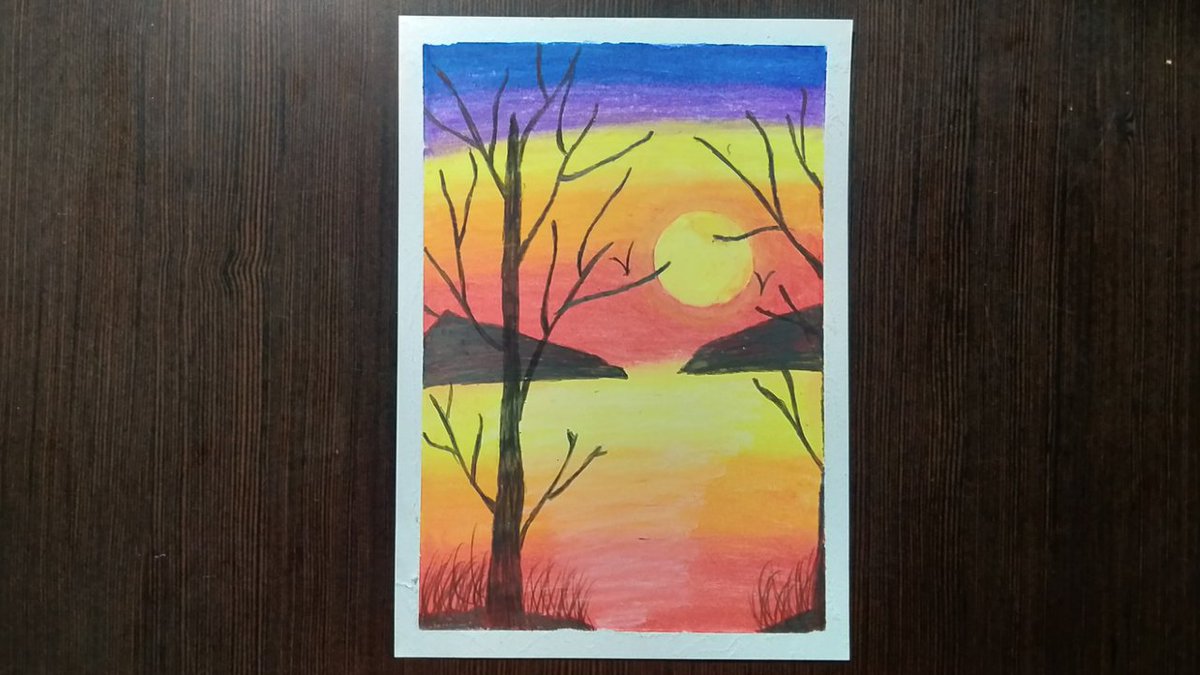 Easy sunset scenery drawing | oil pastel drawings for beginners | Oil  pastel drawings easy, Oil pastel art, Oil pastel paintings