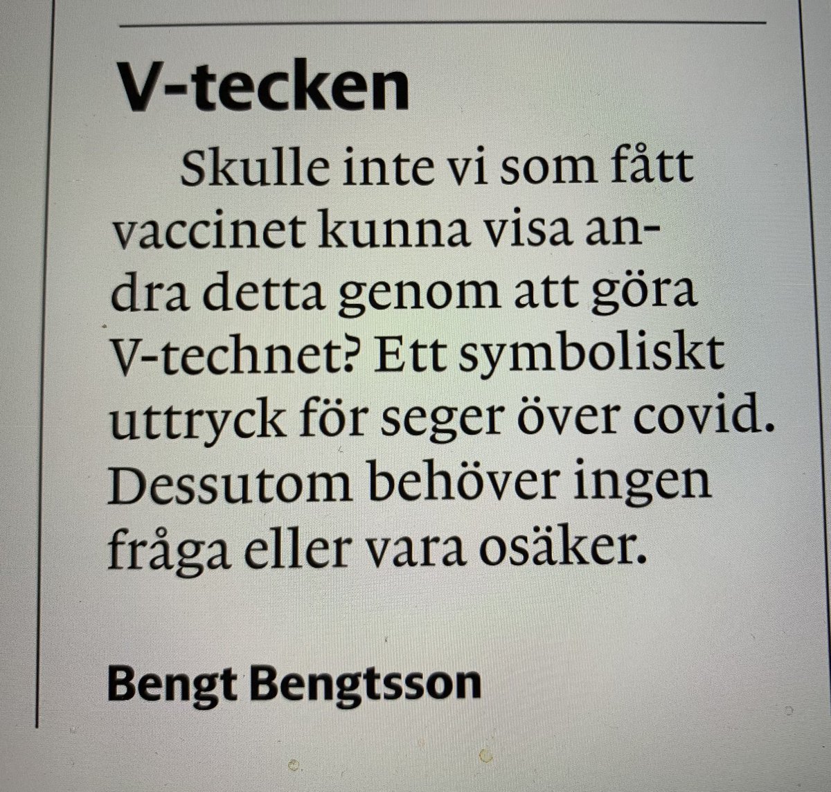 Dagens insändare i GP var lite söt. Kan förstå den där känslan av att äntligen vara på ”den säkrare sidan”,,, En annan V-ill ju snart vara där också, men det ser ut att dröja.