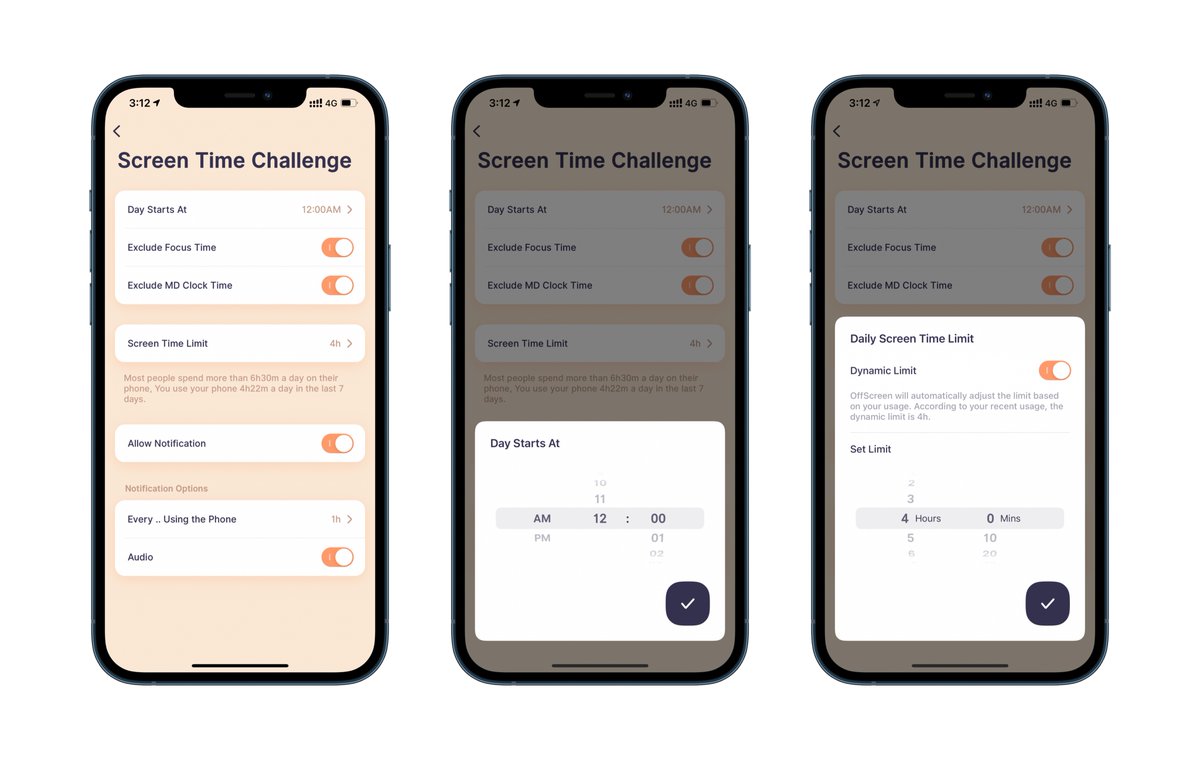 OffScreen_App's tweet image. OffScreen for iOS version 3.3 is here!

🕙 Customize daily start time
📱 Dynamic screen time limit
🔊 New notification sound

Enjoy offscreen.app!