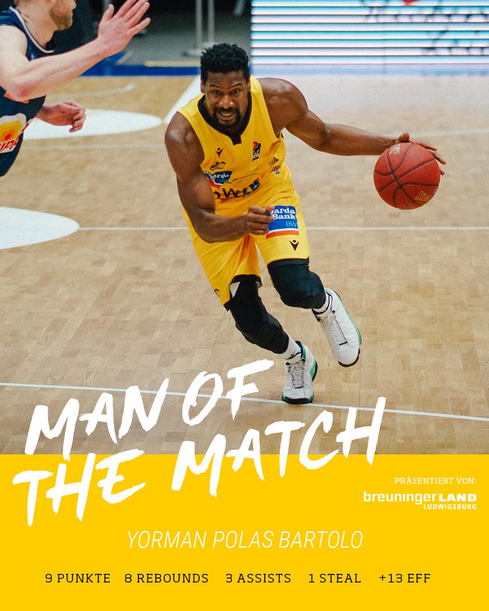 MHP RIESEN Ludwigsburg (@mhp_riesen) on Twitter photo 🎖 <a href="/BartoloPolas/">Yorman Polas Bartolo</a> agierte auch am gebrauchten Tag unbeeindruckt. Unsere 1️⃣3️⃣ wirbelte in gewohnter Art und Weise über das Parkett, verteidigte, punktete und griff sich Rebounds. Sein Einsatz war beachtlich, der Ertrag stimmte gestern aber nicht.
Foto: LICHTBUILDER. 🎖 <a href="/BartoloPolas/">Yorman Polas Bartolo</a> agierte auch am gebrauchten Tag unbeeindruckt. Unsere 1️⃣3️⃣ wirbelte in gewohnter Art und Weise über das Parkett, verteidigte, punktete und griff sich Rebounds. Sein Einsatz war beachtlich, der Ertrag stimmte gestern aber nicht.
Foto: LICHTBUILDER.