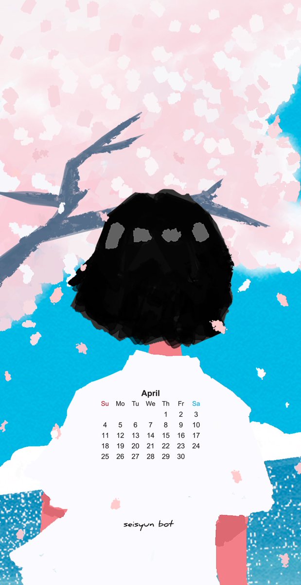 「4月のカレンダー描いた。気が向いたら使ってねん。 」|青春botのイラスト