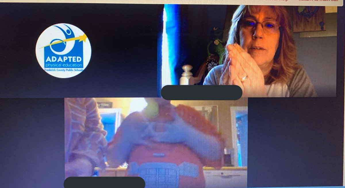 FCPSAdaptedPE's tweet photo. Success can happen when PE Teachers & SEIAs #collaborate to provide the best #virtualservice for a S. #AdaptedPE #tossandcatch #bigsisterhelping #verbalprompts #visualprompts #handoverhand #breakoutroom @Coach_Jarboe2 @WFESLStuart @FCPS_ElemHPE https://t.co/80OmwZbG4E