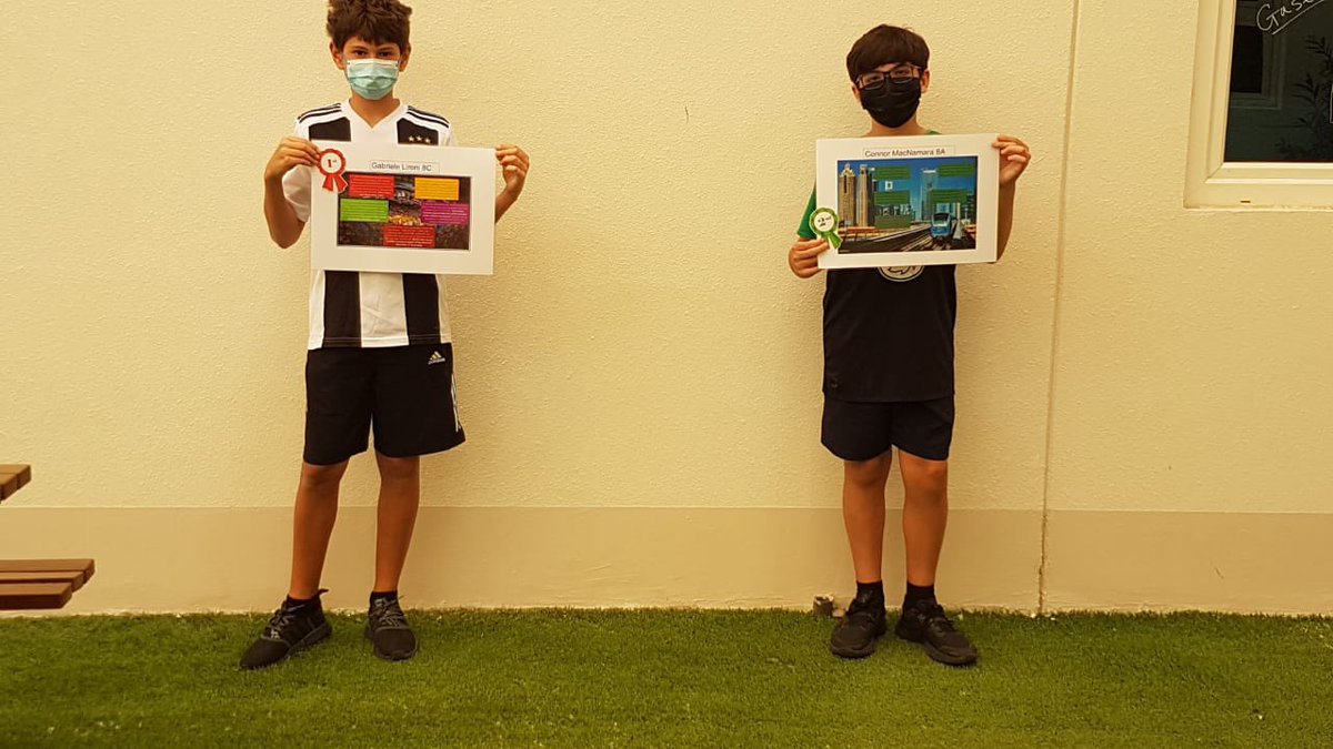 Proud to show off their winning annotated photos for the Year 8 'Where is the Math?' competition. 
Congratulations to Gabriele &amp; Connor who won first and second place respectively.
#DreamInspireAchieve #Year7 #math #RealLifeProblems #IB #DubaiSchools #InThisTogether #TeachUAE