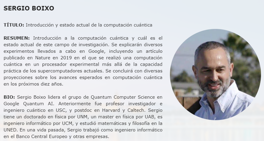 Estamos muy orgullosos de anunciar que Sergio Boixo, líder del grupo Quantum Computer Science en <a href="/google/">Google</a> Quantum AI, será uno de nuestros ponentes invitados!

Más detalles de su charla: congresocedi.es/#KeynoteSpeaker 

RT para ayudarnos a alcanzar a todos aquellos interesados. Gracias!