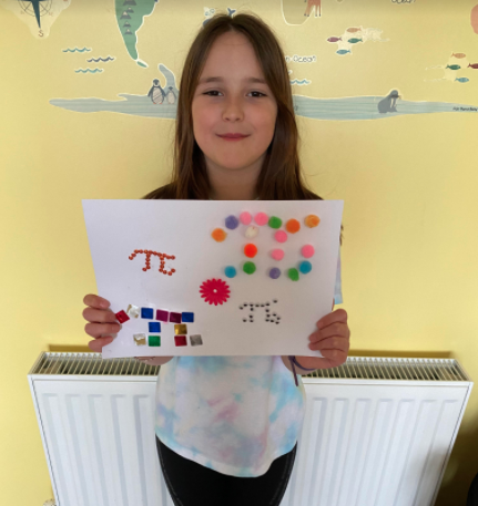 Mrs Hewitt and her daughter helped celebrate International Pi day by creating this colourful collage of Pi symbols.  Year 8 what can you come up with? #BridgendBL <a href="/CCYD_Maths/">CCYD Maths</a> @CcydYear8
