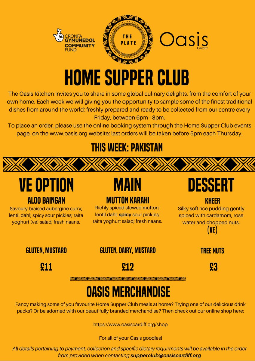 OasisCDF's tweet photo. ⭐ To win a two-course meal for two this Friday, head to our Facebook or Instagram  ⭐

Or you can order directly from this week's Pakistani menu: https://t.co/Y7Ql1YkZqJ

Order lines close on Thursday, 5 pm.

#HomeSupperClub #Pakistan #HomeSupperClub #ThePlate #PakistaniCulture https://t.co/nKYHTSPv6e