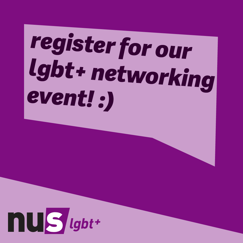 NUS_LGBT's tweet photo. 🚨 NETWORKING OPPORTUNITY🚨 

Sign up now to chat with Shane, your Liberation Committee LGBT+ Rep and network with other people campaigning for LGBT+ people's rights.

https://t.co/nJkawjaxk8 https://t.co/A0iUfB0zoz