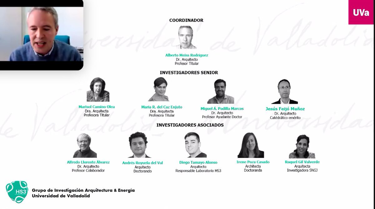 Cinco investigadores de la UVa presentan sus líneas de investigación:
Javier Rey del <a href="/Termotecnia_UVa/">GIR Termotecnia UVa</a> 
Alberto Grijalba, GIRDAC.
Javier Aguiar, Unidad de Ingeniería de Datos.
Raúl Muñoz, <a href="/ISPUva/">Institute of Sustainable Processes (UVa)</a> 
Alberto Meiss, GIR Arquitectura y Energía.