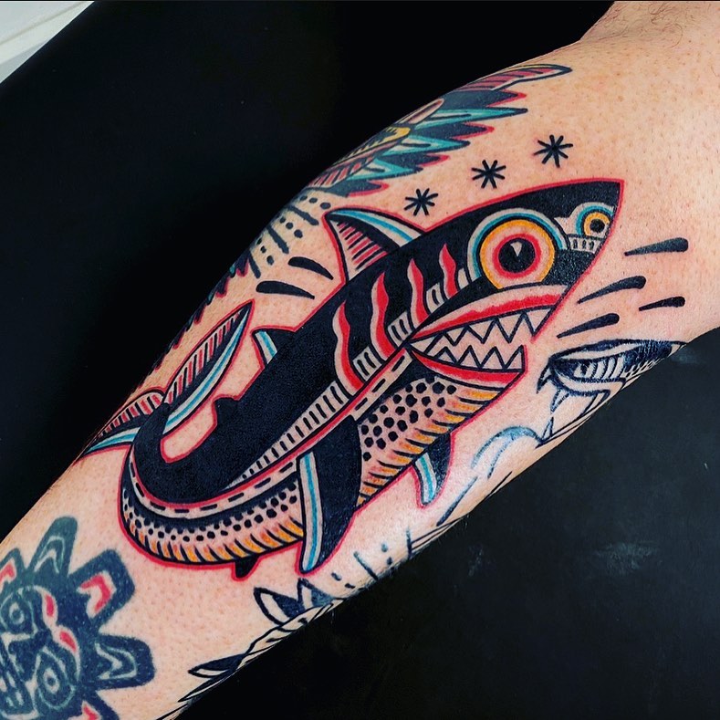 Red Handed Tattoo Parlor  Dat bass tho Thanks Brian Tattoo by Micah  Harold micahharoldtattoo tattoo redhandedtattoo bass basstattoo fish  fishtattoo boldlinesbrightcolors  Facebook