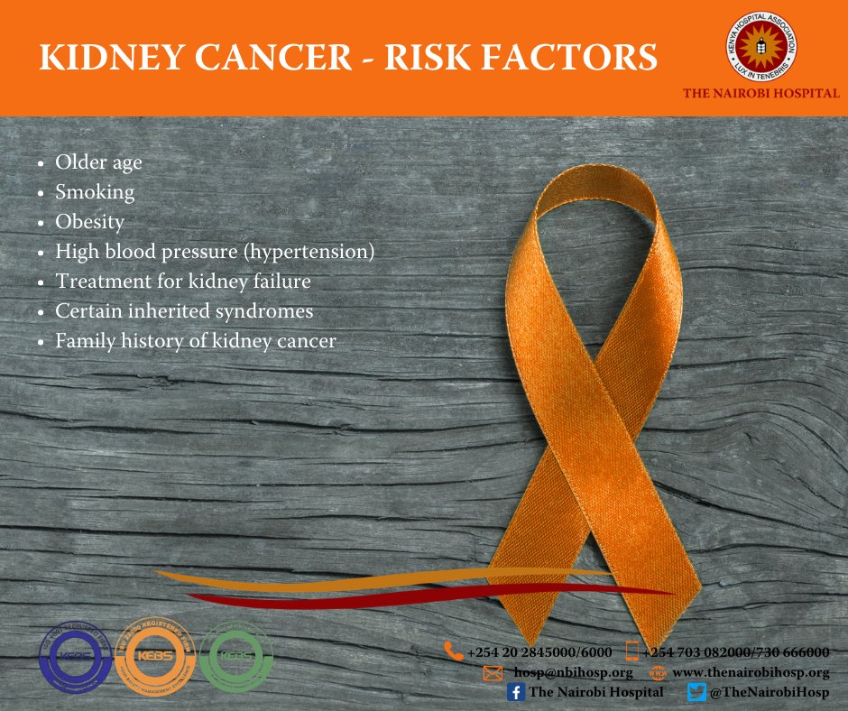 Factors that can increase the risk of #kidneycancer include the below. Take action and prevent the disease. 

#kidneycancerawareness 🎗