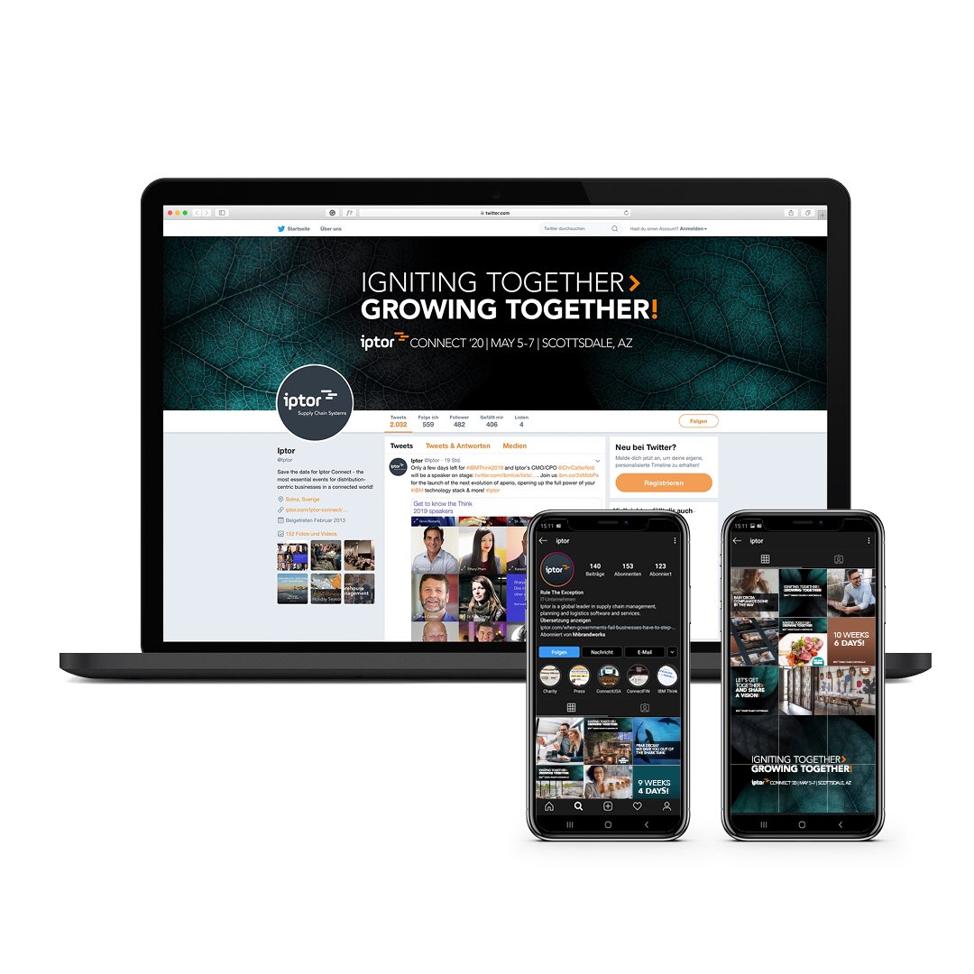 Huehnlein's tweet photo. THIRD AND LAST PART OF OUR PROJECT POSTS ON THE NEW CORPORATE DESIGN OF @Iptor. This time it's about the design for the annual event series Iptor Connect '20, which could not take place physically due to Covid-19 and was switched to a digital format without further ado. https://t.co/Rko09gccjV