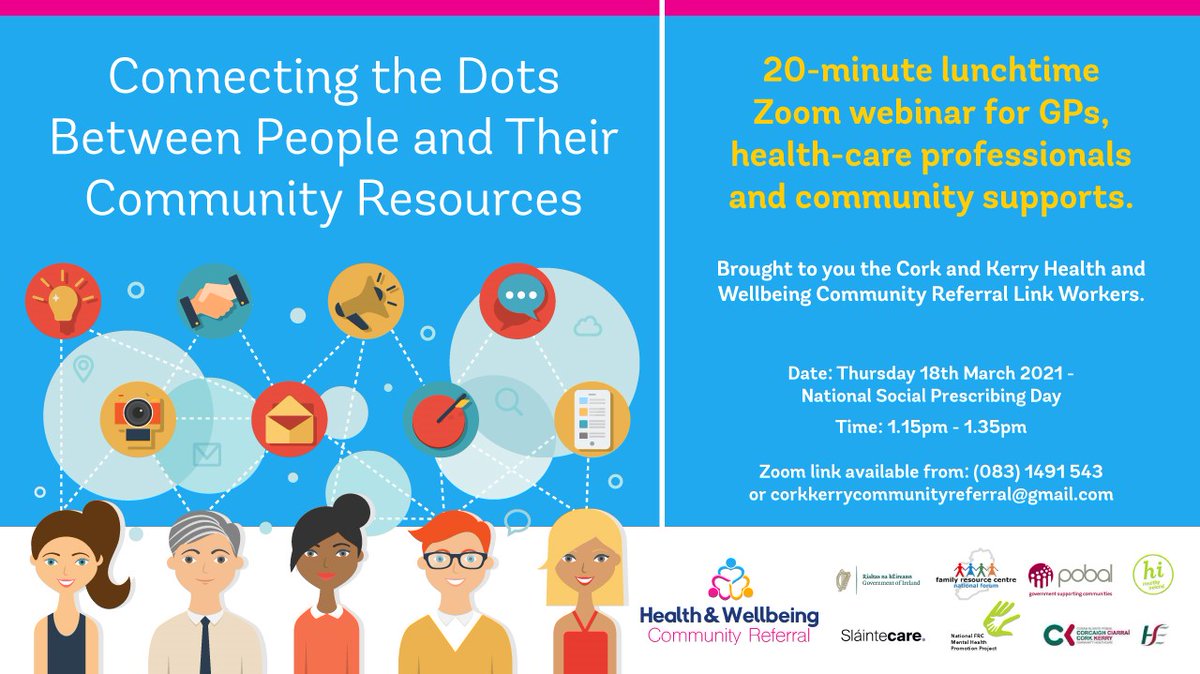 20 minute, lunch-time Zoom Webinar on Thurs 18th March 1.15-1.35pm, which will provide an overview how the Social Prescribing process of the Cork Kerry Health & Wellbeing Community Referral Project helps people manage their physical & mental health. Pls RT
thewellbeingnetwork.ie/connecting-the…
