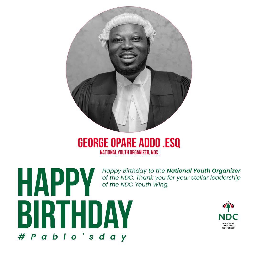 qhomlah's tweet photo. Happy Birthday this giant of a person the Supreme Commander of the youth wing of our dear @OfficialNDCGh @georgeoaddo keep soaring higher and higher
#PabloDay #BestNYO https://t.co/pQ27fZU7Y0