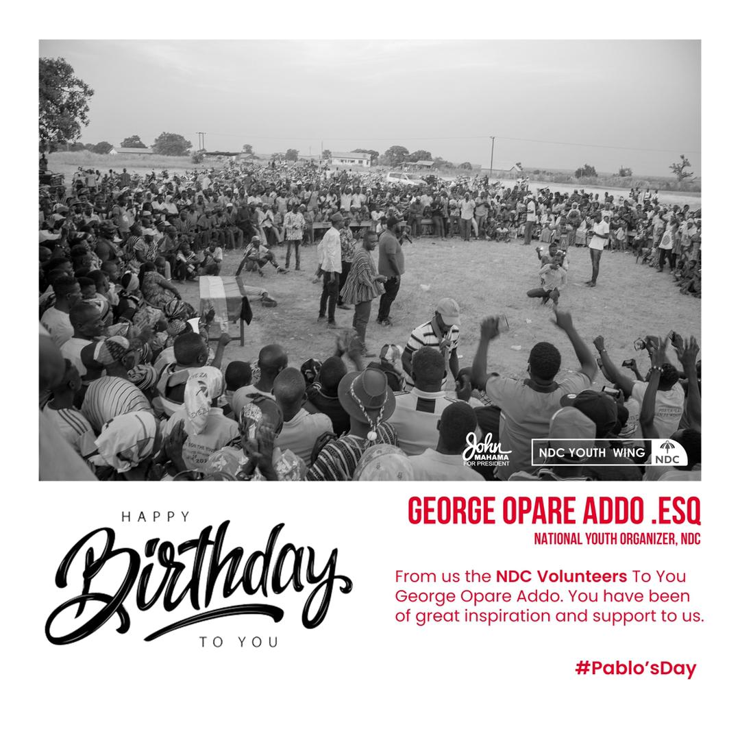 qhomlah's tweet photo. Happy Birthday this giant of a person the Supreme Commander of the youth wing of our dear @OfficialNDCGh @georgeoaddo keep soaring higher and higher
#PabloDay #BestNYO https://t.co/pQ27fZU7Y0