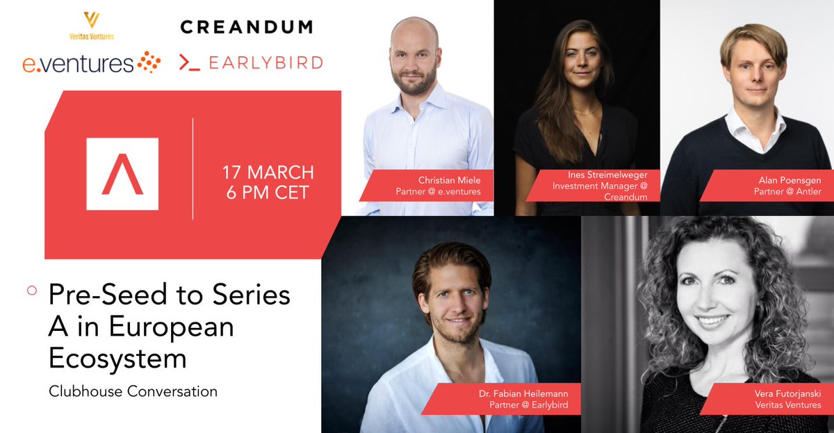 EarlybirdVC's tweet photo. 📣. #Founders &amp; early-stage #startups seeking Pre-seed - Series A #fundraising in #Europe! 💸
👉🏽  Join a @joinClubhouse session this Wed March 17 @ 6 pm CET. Hear from 4 VCs: @apoensgen @HeilemannFabian @ines_stre and @miele w/ moderation by @VeraFuture 🎙 https://t.co/pTmZf3Marz https://t.co/YMUQqFwyBx