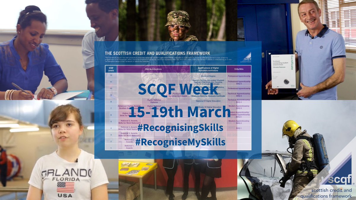 The SCQF is Scotland's national qualifications framework and plays a vital role in the recognition of the skills and experience of all individuals in Scotland. 

Find out more ow.ly/Neg950DXfvW #RecognisingSkills #RecogniseMySkills 
<a href="/SCQFPartnership/">SCQF Partnership</a>