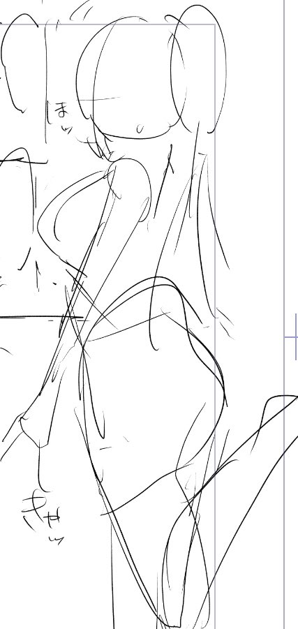 この世で自分しか見ないネームのネームの時の絵。この時点で自分では完成形が見えているので「かわいい〜!」ってなってる✌️ 