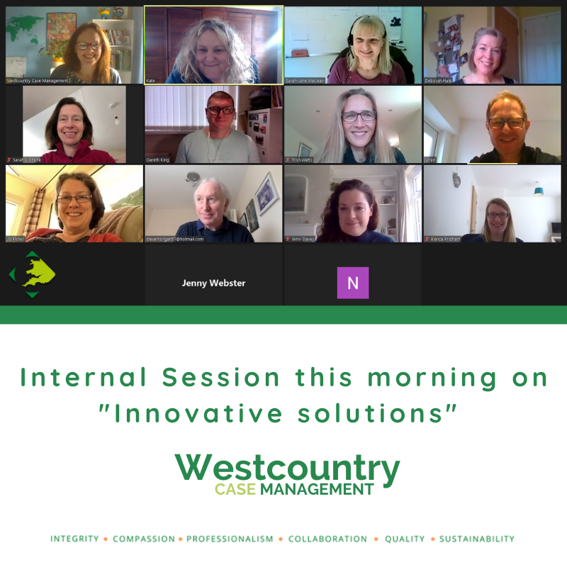 Westcountry_CM's tweet photo. Our Monday morning with a zoom session on Innovative Solutions - the first topic is the why, who and how in single-handed care and getting the balance right.
Thank you to our case manager @PridhamBianca your knowledge shines through.
#bestpractice
#singlehandedcare 
#innovation https://t.co/a4xlmSNi0Q