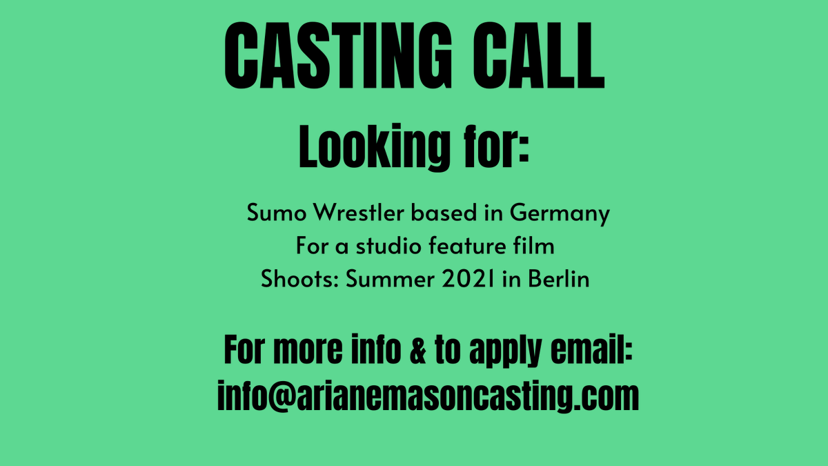 ArianeTM's tweet photo. @SumoexperienceC I am currently casting a studio feature film and we are looking for Sumo wrestlers to be act in it. It will shoot this summer in Berlin. Do you know of any European based sumo wrestlers? https://t.co/MtQLYMGHIu