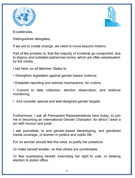 UN_PGA's tweet photo. I am thrilled to speak at the 65th session of the Commission on the Status of Women. Here in this room, we have the power to create a better world for all. I urge you to be bold &amp; to make possible, what some may deem ‘impossible’. 

Together, we can become #GenerationEquality. https://t.co/vjUvXIMqGY