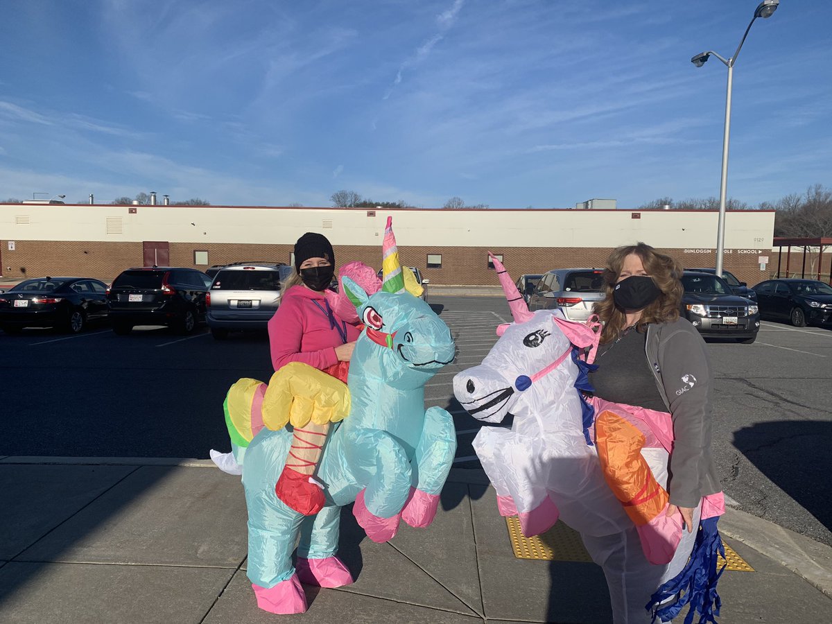 Mrs. Dawes and Mrs. Lopez welcoming our students at car loop. Can you tell we were excited to see our first round of K-2 students?? They have more surprises in store!