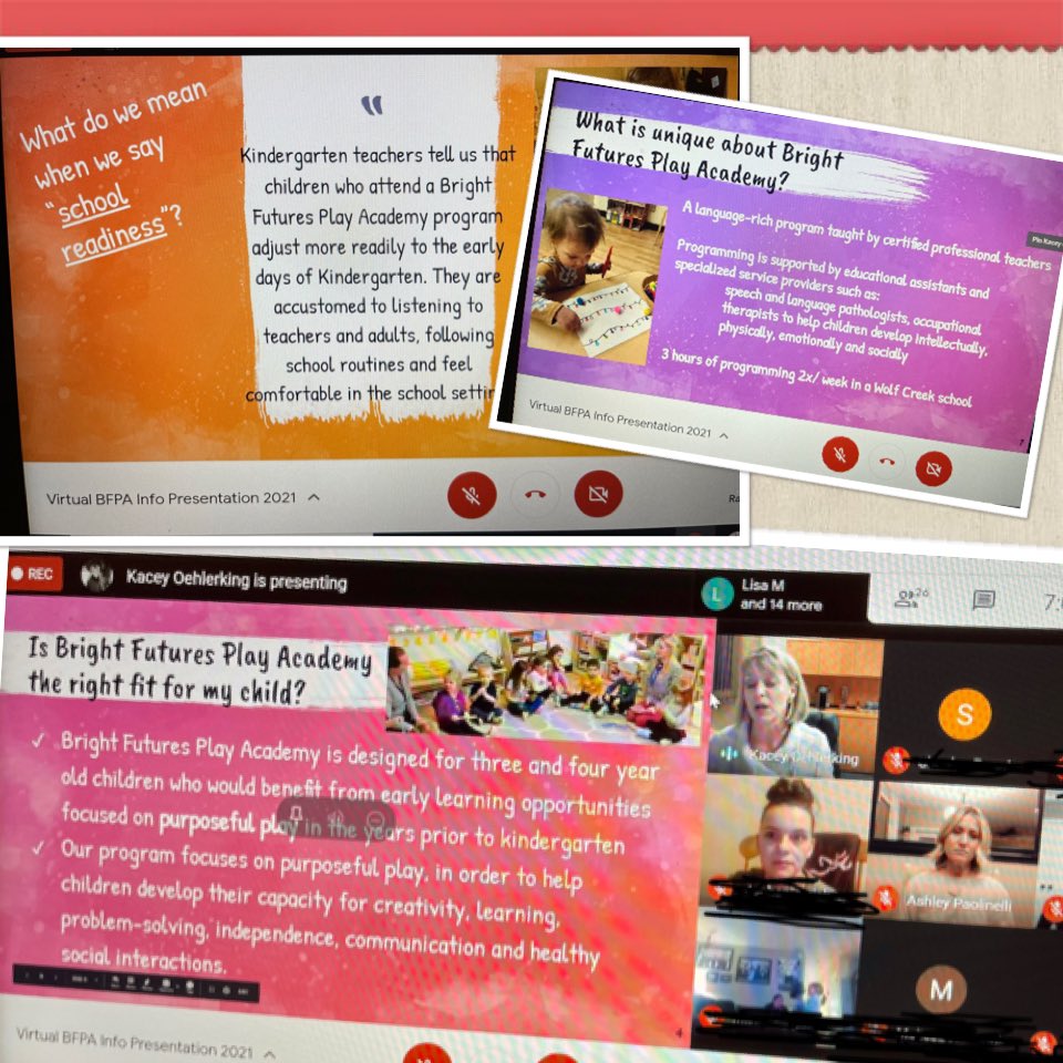 Thanks to the staff of Bright Futures Play Academy in <a href="/WCPS72/">Wolf Creek Schools</a> for hosting several virtual open house events and thanks to the parents who joined us online! Registration is still open in March so visit the program website for more information! brightfuturesplayacademy.ca