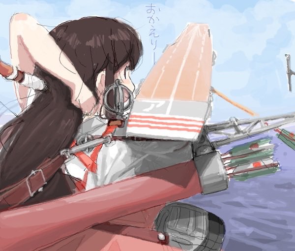 赤城(艦隊これくしょん) ,加賀(艦隊これくしょん) 「#お前のふざけた絵と真面目な絵を比較してみろ 」|ひじからのイラスト