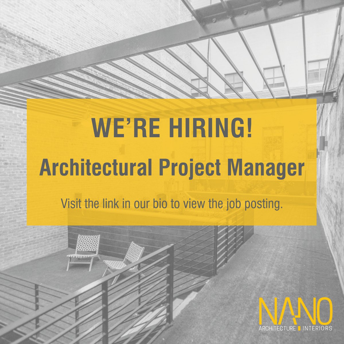 WE’RE HIRING!
—
We are currently seeking to hire an Architectural Project Manager with 5-8 years of project management experience to join our growing team in our Mid City office.
—
Visit the job posting here: lnkd.in/dkT-BsQ
#JobOpportunity #Hiring #EmploymentOpportunity
