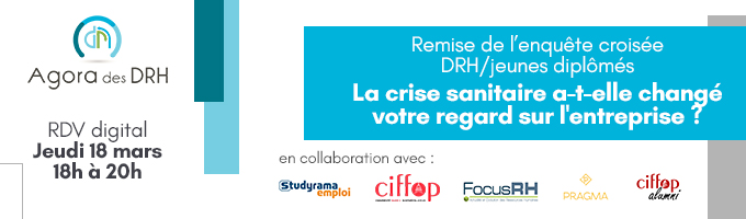 #Enquête 📊
La crise sanitaire a-t-elle changé votre regard sur l'entreprise ? Rendez-vous jeudi 18 mars à 18h pour découvrir les résultats !

Pour vous inscrire à cette soirée 100% digitale, c'est par ici ➡ bit.ly/3lgVAUG