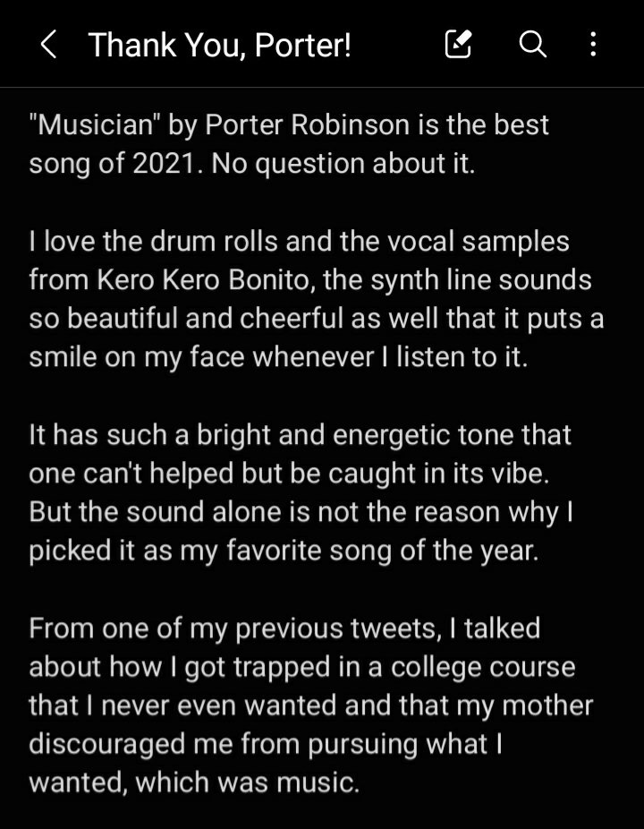 JTL562's tweet photo. There are many songs that I love but not a lot that truly speak to my feelings. Yet, come 2021, @porterrobinson managed to do just that and I could not be any happier. :D https://t.co/iaeX6x44EG