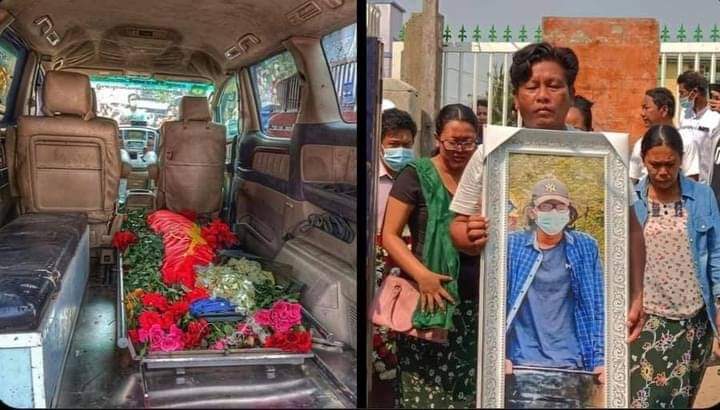 htethtetss's tweet photo. In Mandalay, the funeral of 19 years old student Ko Lin Htet, who was killed in a March 11 violent crackdown, was held WITHOUT the dead body at Aye Yeik Nyein Cemetery today.The body was taken and eliminated by the military terrorist. 

#WhatsHappeningInMyanmar
#Mar15Coup https://t.co/bTCewdThDY