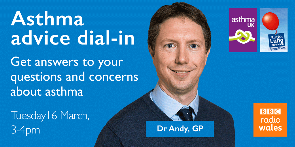 asthmalungcymru's tweet image. 🚨 ASTHMA ADVICE DIAL-IN 🚨

Tomorrow from 3pm-4pm Dr Andrew Whittamore (@76whit) will be live on @BBCRadioWales to answer any questions you may have about asthma.

Please do listen along/dial-in and RT to help spread the word!