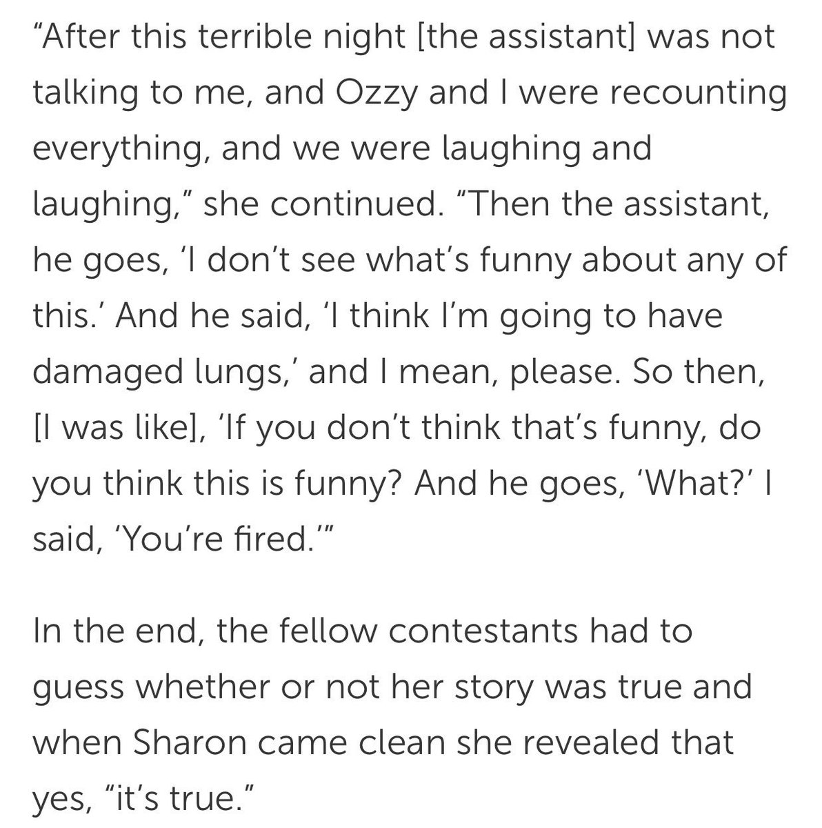 chris_notcapn's tweet photo. Sharon Osbourne sent an assistant into her burning home to save her paintings.  When the fire department came she took the oxygen off the assistant and put it on her dog. Then when the assistant didn’t find jokes about it funny, she fired them. https://t.co/4SXiHkMRYi