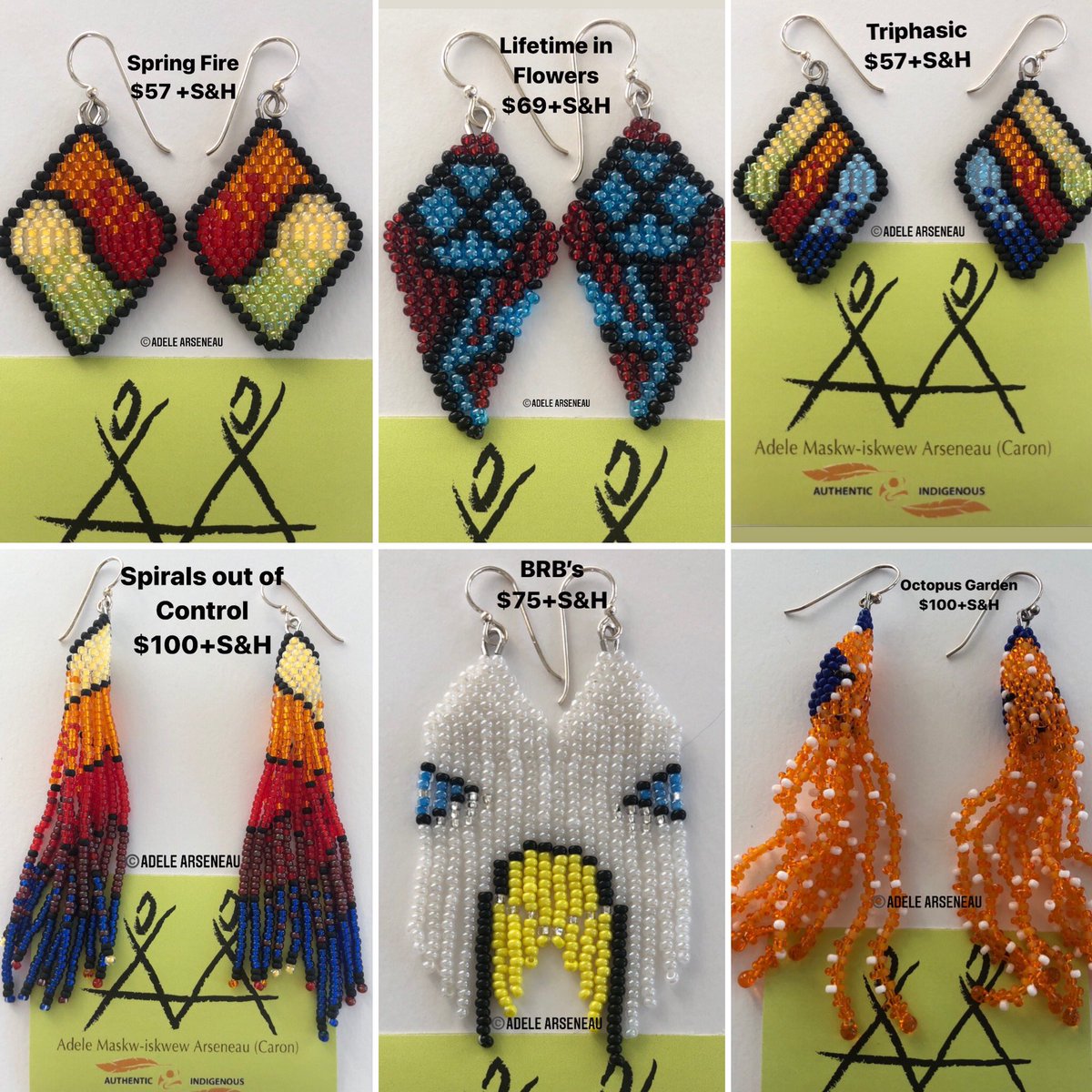 CaronMetis's tweet image. And BOOM! Here it is. 
Limited edition, one of a kind handmade earrings. Materials are .925 silver, alder, moosehide, and Miyuki/vintage beads. Trying to make enough to pay bills due on Friday. Please RT🙏🏽 DM to purchase. #beadartist #nativemade