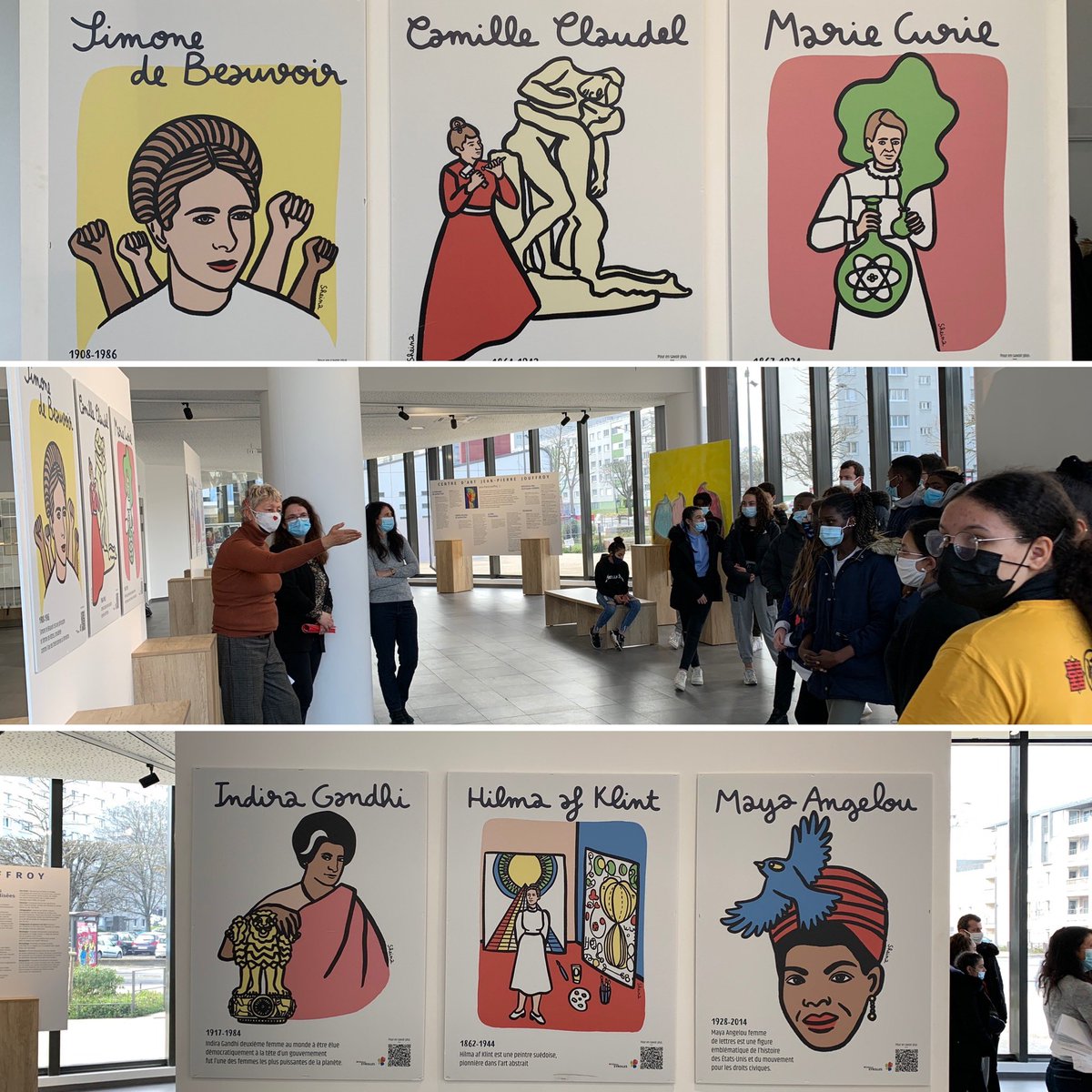 laurawaag's tweet image. #Audacieuses exposition dans le cadre    De la journée internationale des droits des femmes. Visite des 4e et préparation de la médiation pour accueillir les élèves de 6e. #PEAC #Oralité #Artsplastiques