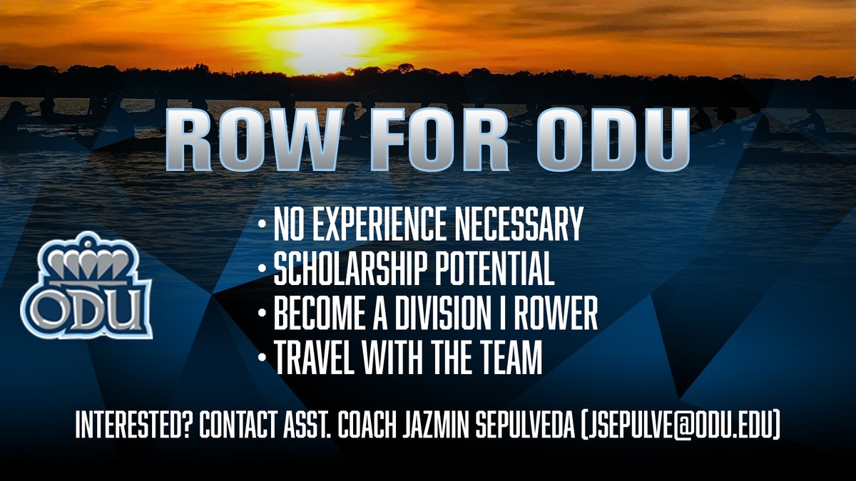 Become a Rowing Monarch!  Contact Asst. Coach Jazmin Sepulveda if you're interested in joining the Women's Rowing Team at jsepulve@odu.edu