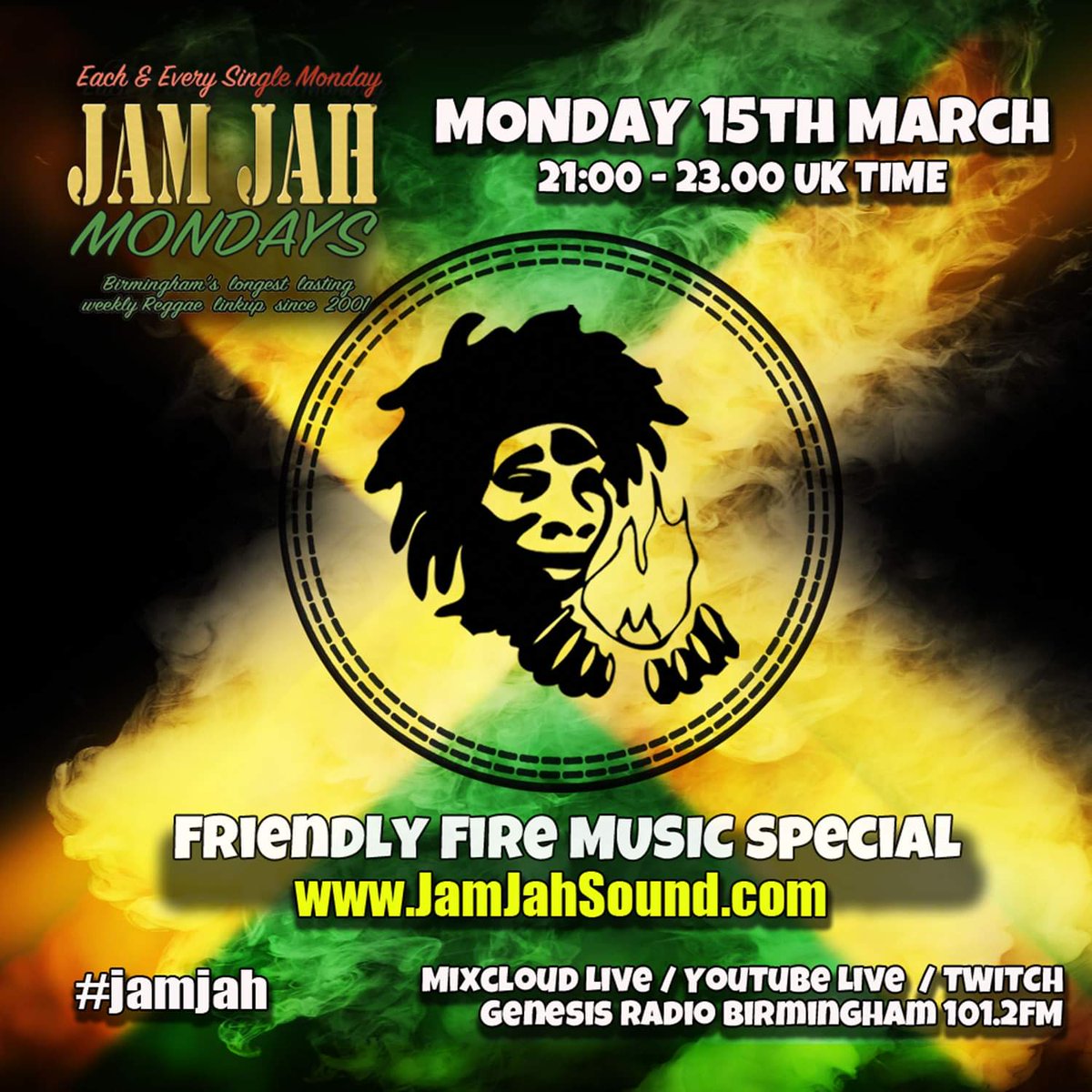 RT JamJahSound1: Tonight #jamjahmondays focuses on #friendlyfiremusic prods for 2 hours straight wid @bongo_damo & @MykiTuff @Robin_FF
tune in jamjahsound.com at 9-11pm UK Time #ukreggae #0121reggae #badlands  @regfraternityuk  @exiledibrave @pe…