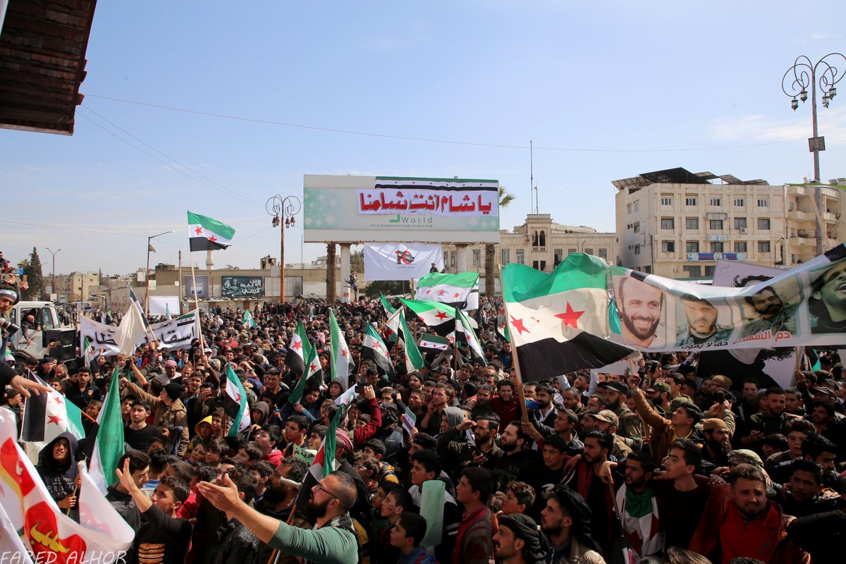 Thread
Pictures from a demonstration Idlib on the occasion of the tenth anniversary of the start of the Syrian revolution.
