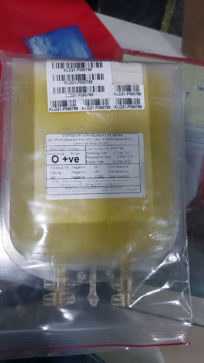 sandhyafernez's tweet photo. Arranged Plasma bag for a patient admitted in #Wockhard Hospital #MumbaiCentral. Thankful to our Plasma coordinator Vishwas Ji for all his help. Wishing speedy recovery & healing for the patient. @SOSSaviours #PlasmaAid https://t.co/ws974OmnIM