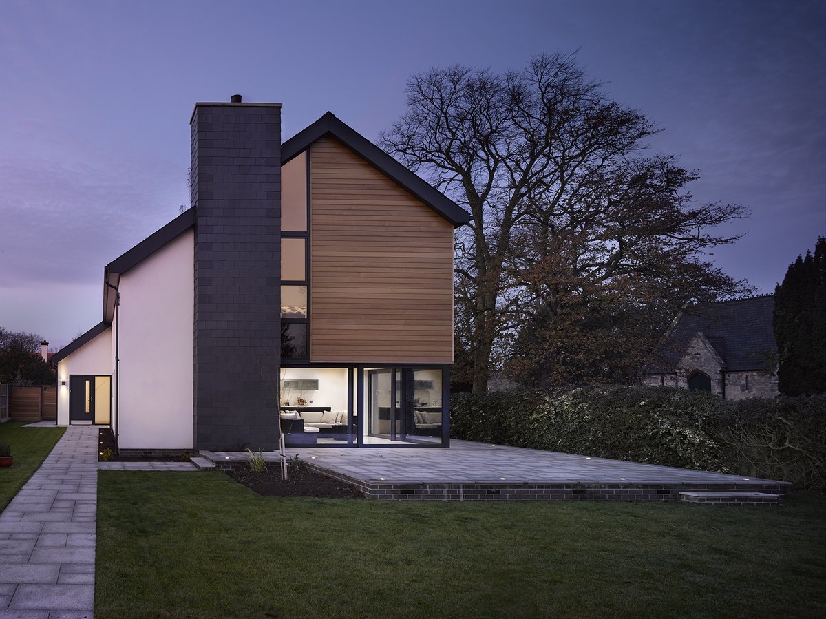 Looking through our past projects selecting images for the production of our new brochure. This is Nicol Lodge, a contemporary replacement dwelling in the historic town of Brigg. The chimney provides a vertical break that is intended to complement the spire of the adjacent chapel