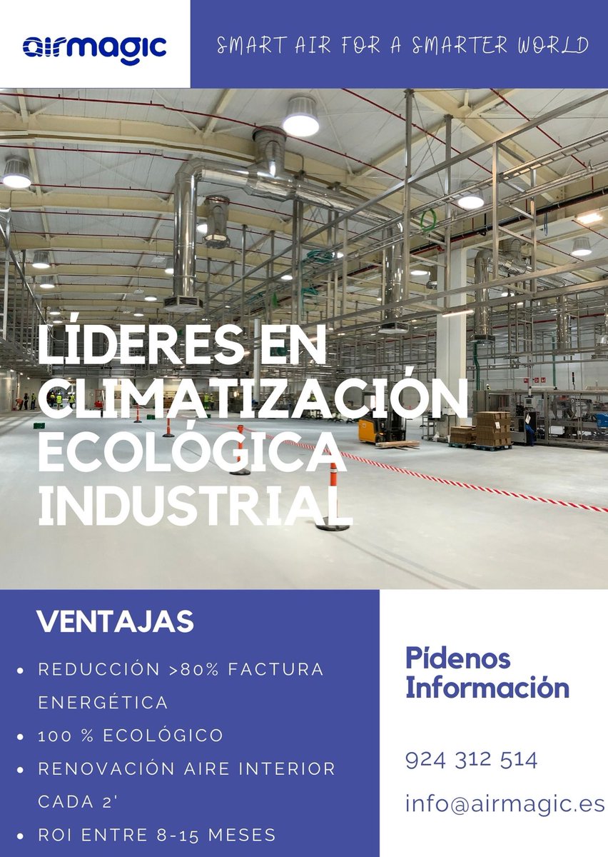 #Airmagic es sin duda el LÍDER EN CLIMATIZACIÓN ECOLÓGICA INDUSTRIAL.  Numerosos casos de éxito nos avalan en #industrias, #automoción, #talleres, #centroslogísticos, #localescomerciales, #restauración, #hostelería 
Pídenos información. Estamos deseando ayudarte. 
#climatización