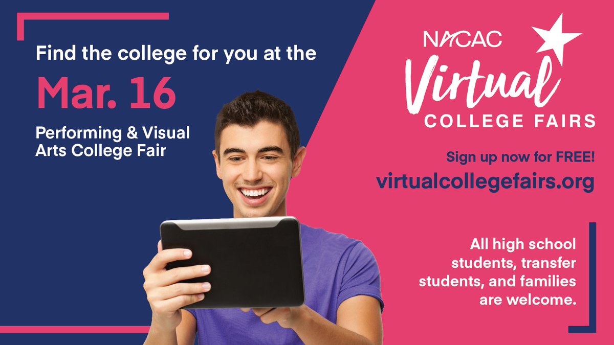 Tomorrow, find your dream college or university! Virtualcollegefairs.org #nacacfairs #collegeadmissions