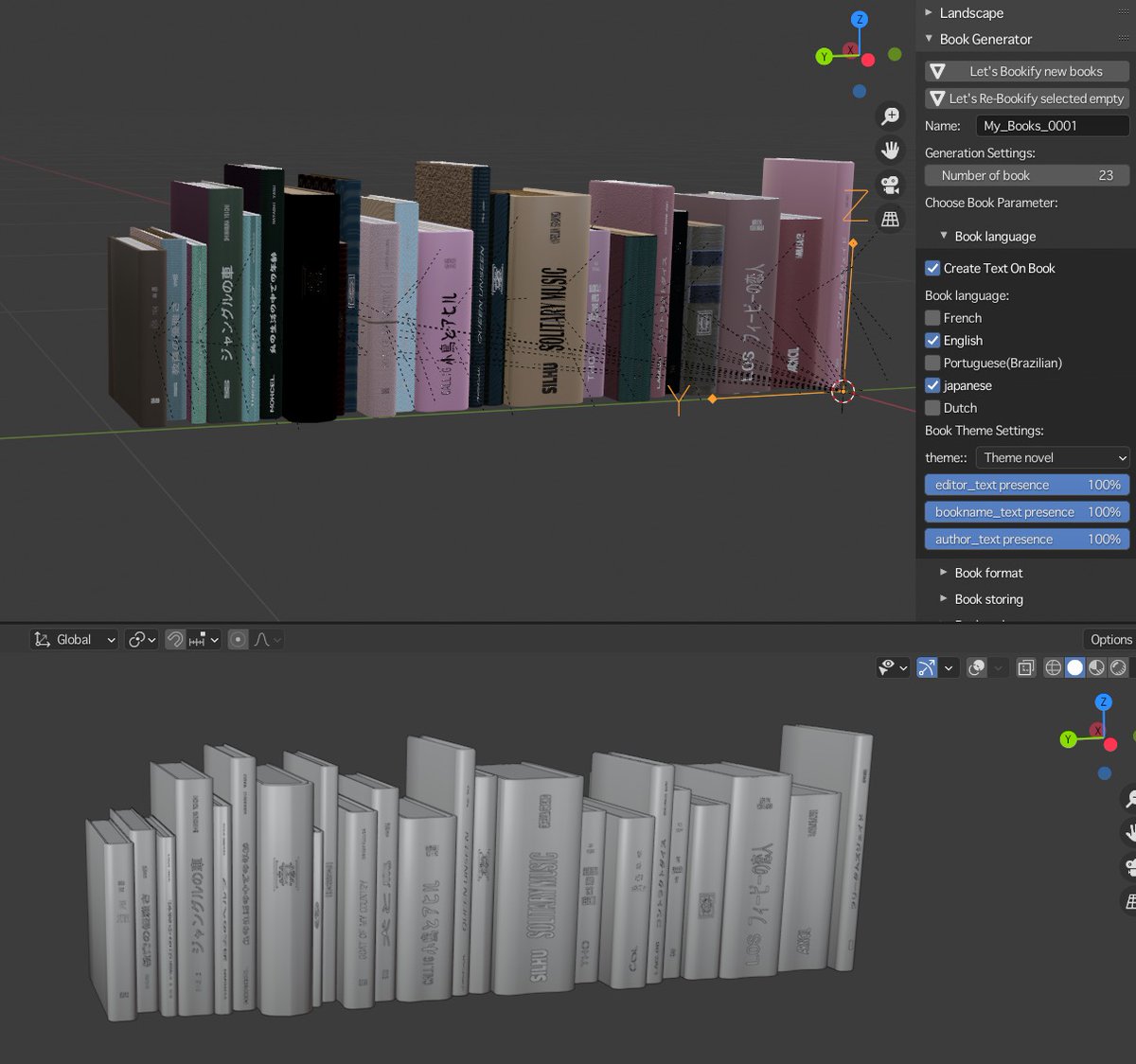 naoKuris's tweet image. 本を生成するアドオン #Bookify を買ったので、以前作った図書館のイラストの本を置き換えてみました。背景用にぱっと本が作れるのは便利ですね。ただ、テクスチャはプロシージャルなのだと思いますが結構表示が重いです。CSVのスタイルシートでその辺も指定できるのかしらん。
#b3d #blender #eevee