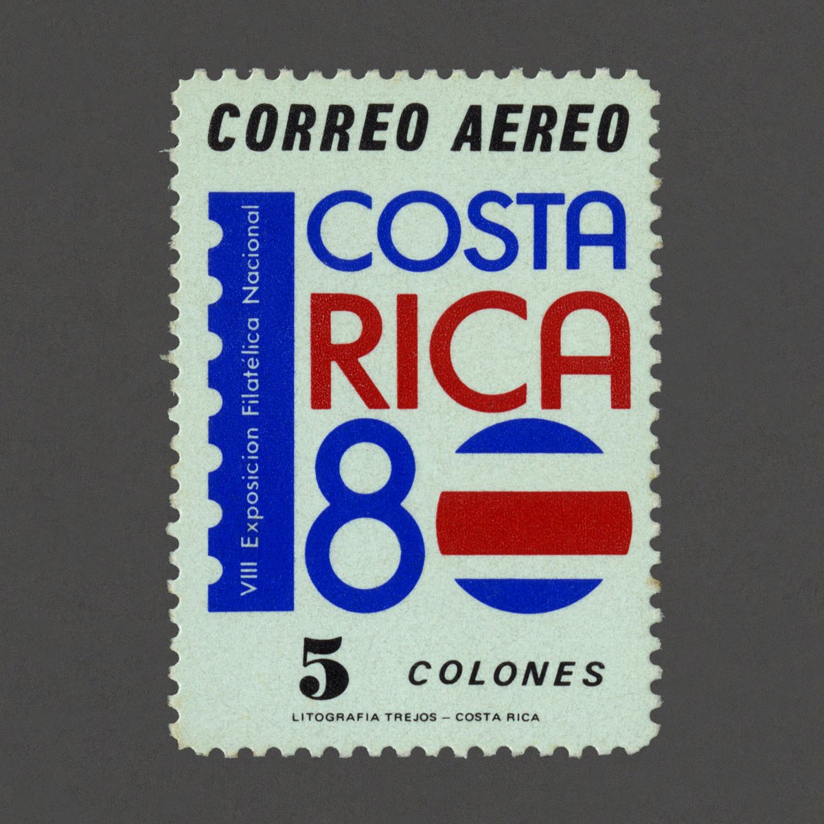 graphilately's tweet photo. Air Mail. The 8th National Stamp Exhibition. Costa Rica, 1980. Design: Unknown. #graphilately #mnh #stamps #postagestamps #graphicstamps #graphicostarica https://t.co/WDjL1JoJ3g
