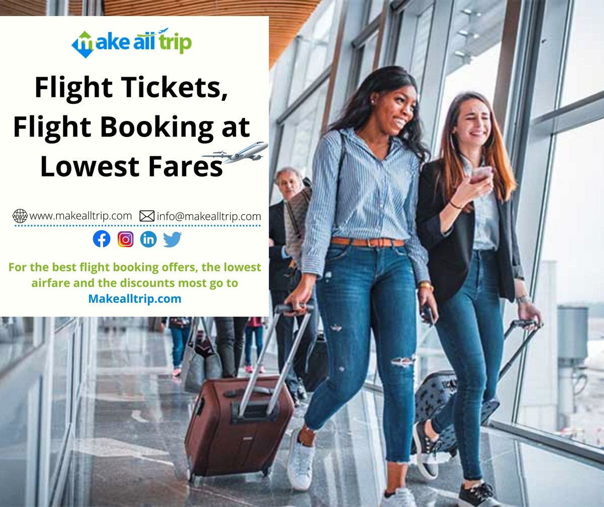 make_all_trip's tweet photo. Flight Tickets, Flight Booking at Lowest Fares
https://t.co/iedtNTw81k
#OnlineFlightBooking #OnlineFlightTicket #BestAirfareTicket #OnlineFlightTicketCheck #CheapestFlightTicket #BestFlightTicketOffers #HolidayPackages #InternationalFlightTicket #DomesticFlightTickets https://t.co/QfkZEA1LRQ