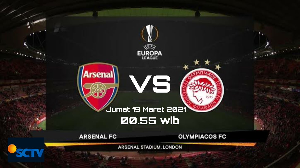 RT @Indo_Gunner: Next Game : 
Arsenal vs Olympiacos

Jumat,  19 Maret 2021
Kick off : 00.55 WIB
Live  SCTV https://t.co/bVcKSuTViz