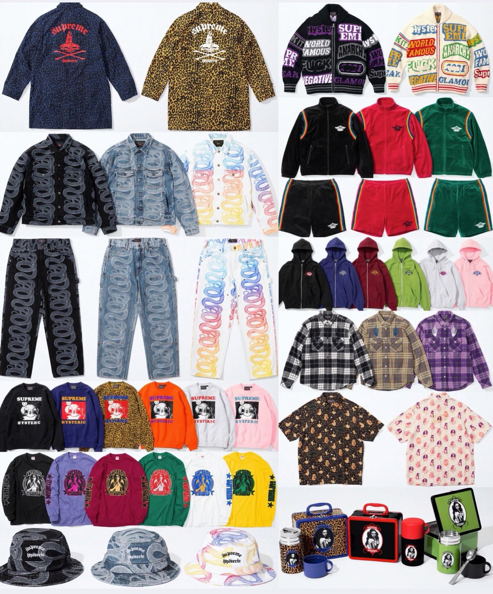 DropsByJay's tweet photo. Supreme/Hysteric Glamour 

Set to release in store and online this coming Thursday, March 18th. 

What’s your favorite piece from this collection? https://t.co/KBjajrAK0y